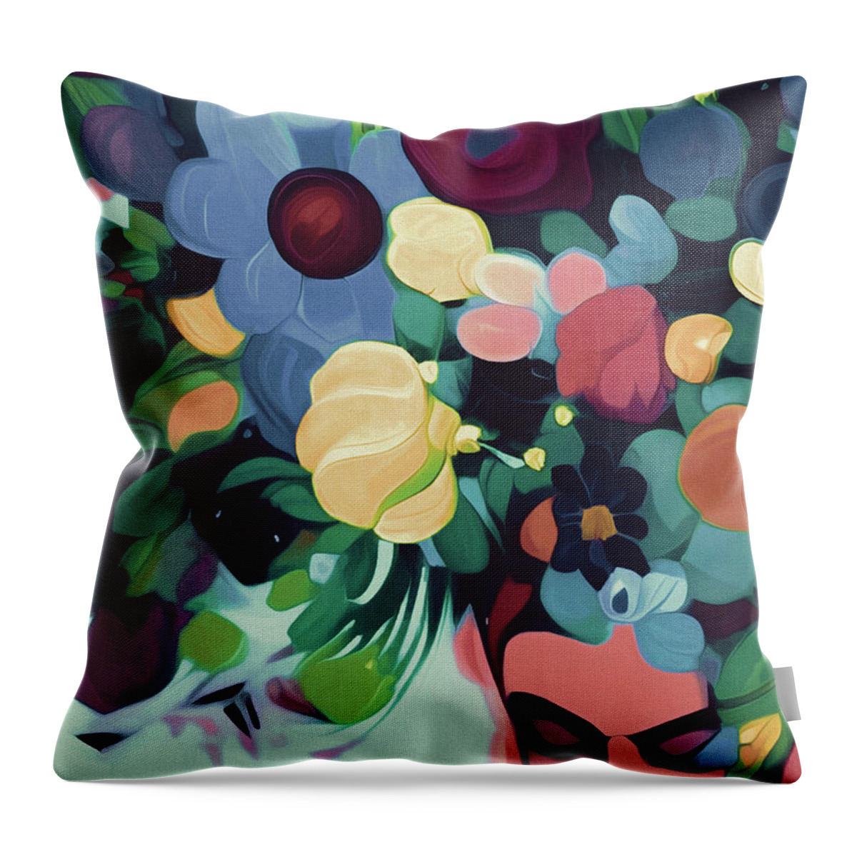  Throw Pillow featuring the digital art Flowers In Her Hair by Michelle Hoffmann