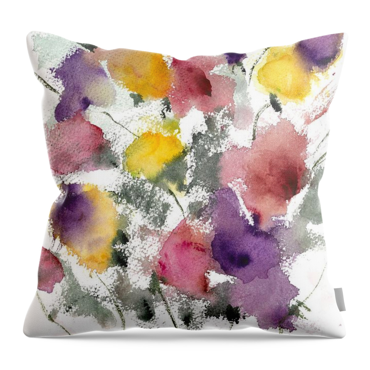 Water Throw Pillow featuring the painting Flowers by Loretta Coca