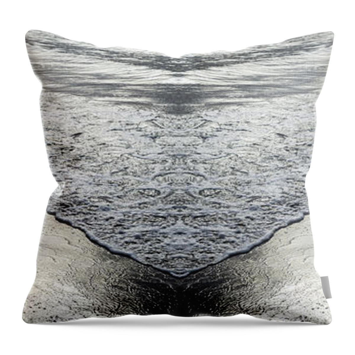 Sea Water Throw Pillow featuring the digital art Flowing sea water and sandy beach, movement meets symmetry by Adriana Mueller
