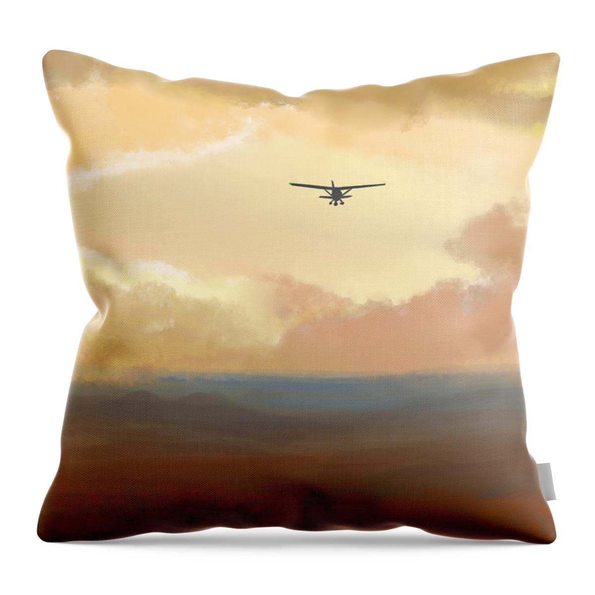 Landscape Throw Pillow featuring the digital art Fly into the Sunset by Rohvannyn Shaw