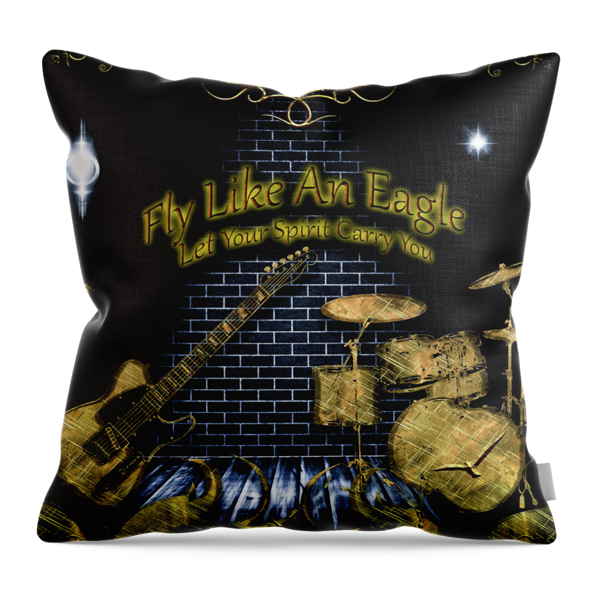 Rock Music Throw Pillow featuring the digital art Fly Like An Eagle by Michael Damiani