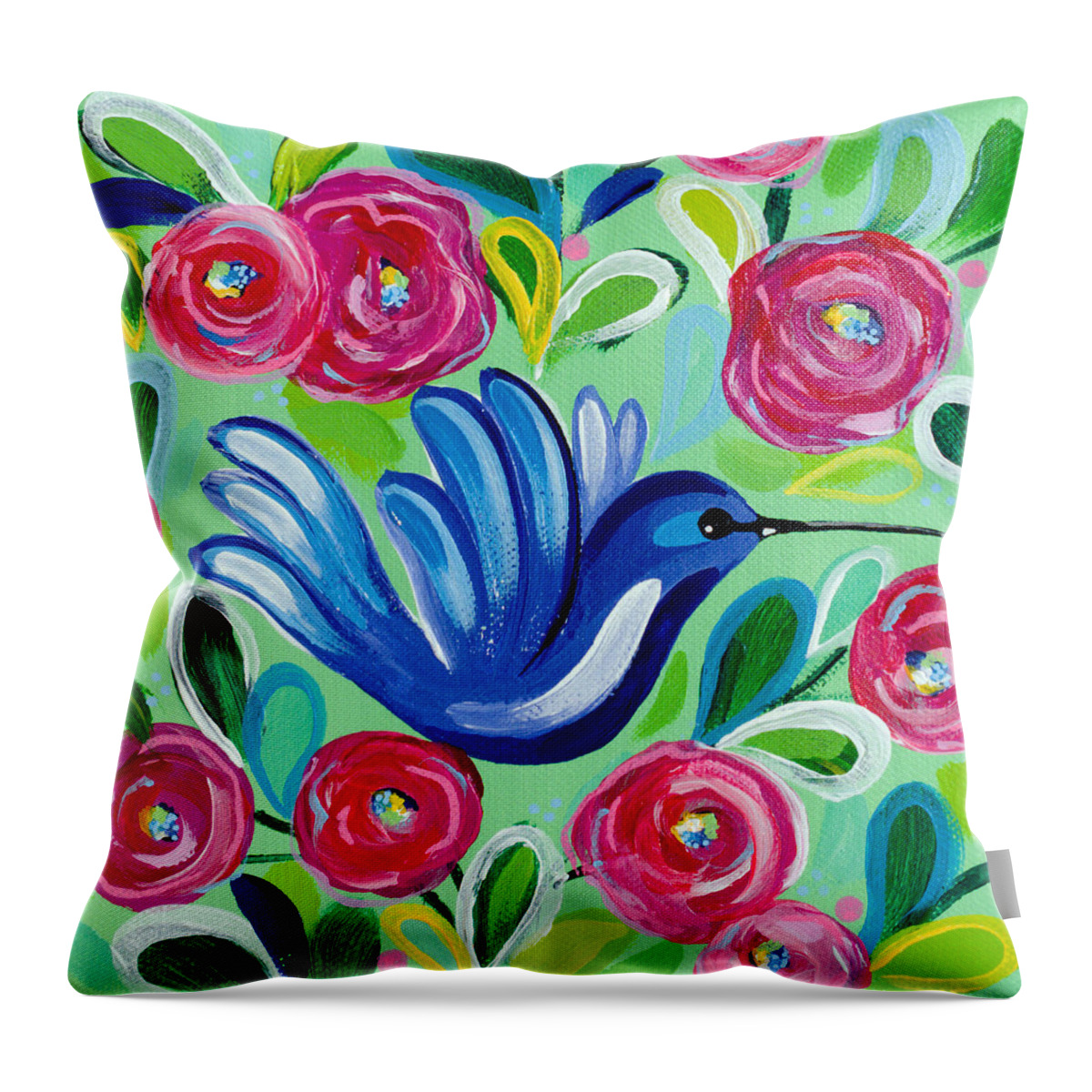 Hummingbird Throw Pillow featuring the painting Flying High by Beth Ann Scott