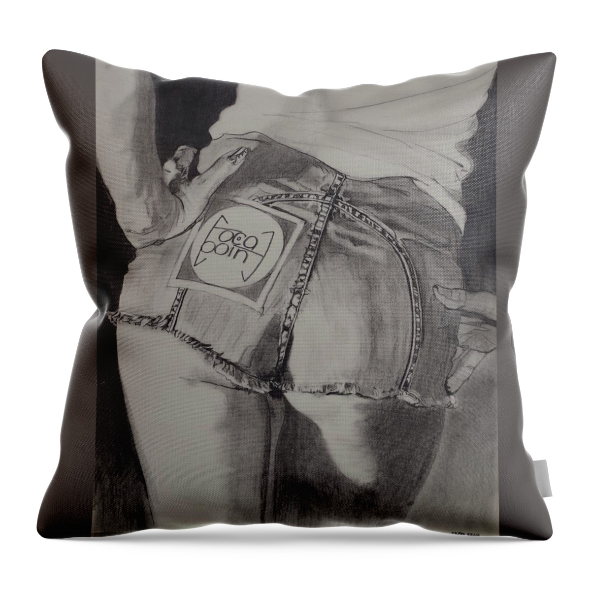 Charcoal Pencil On Paper Throw Pillow featuring the drawing Back In The Seventies by Sean Connolly