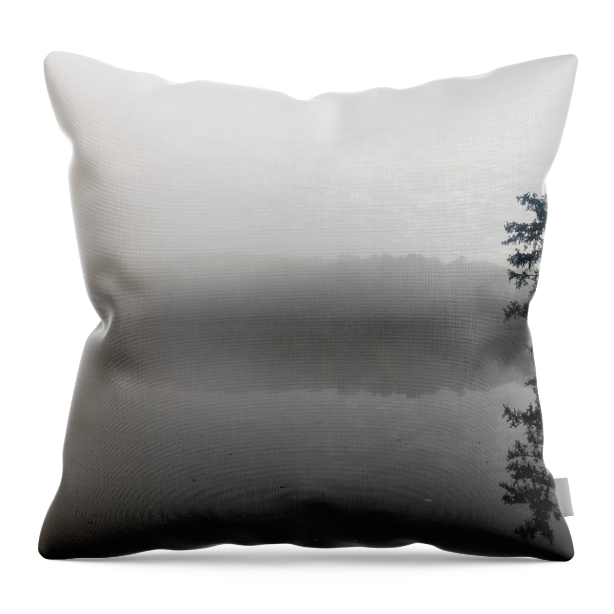  Throw Pillow featuring the photograph Foggy Morning Tree by Brad Nellis