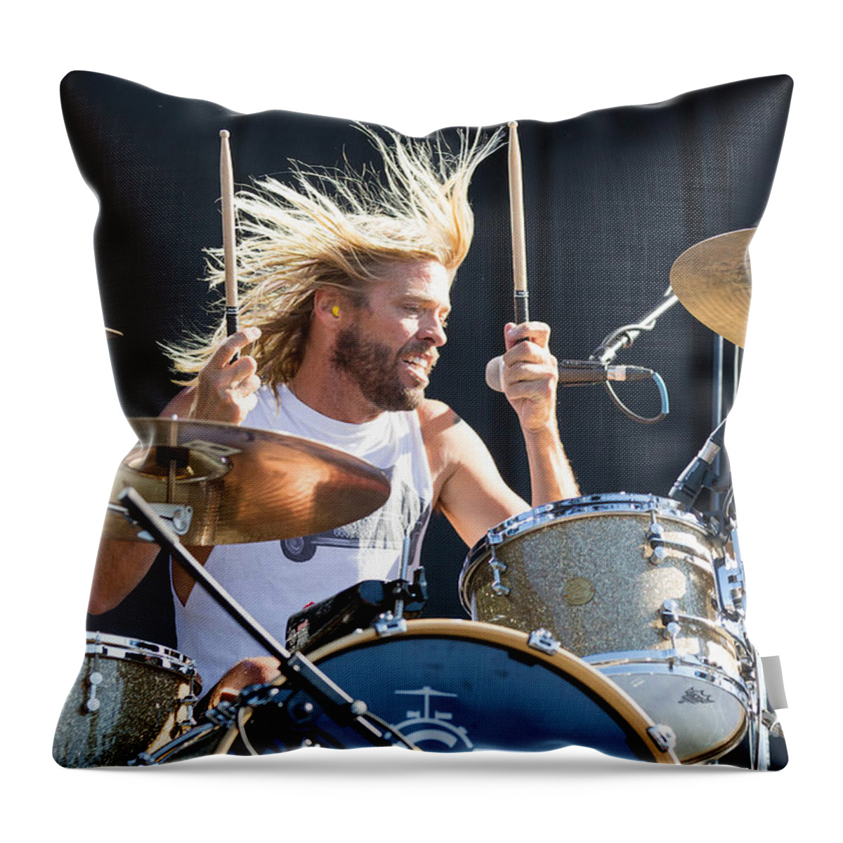 Foo Throw Pillow featuring the photograph Foo Fighters Taylor Hawkins by Action