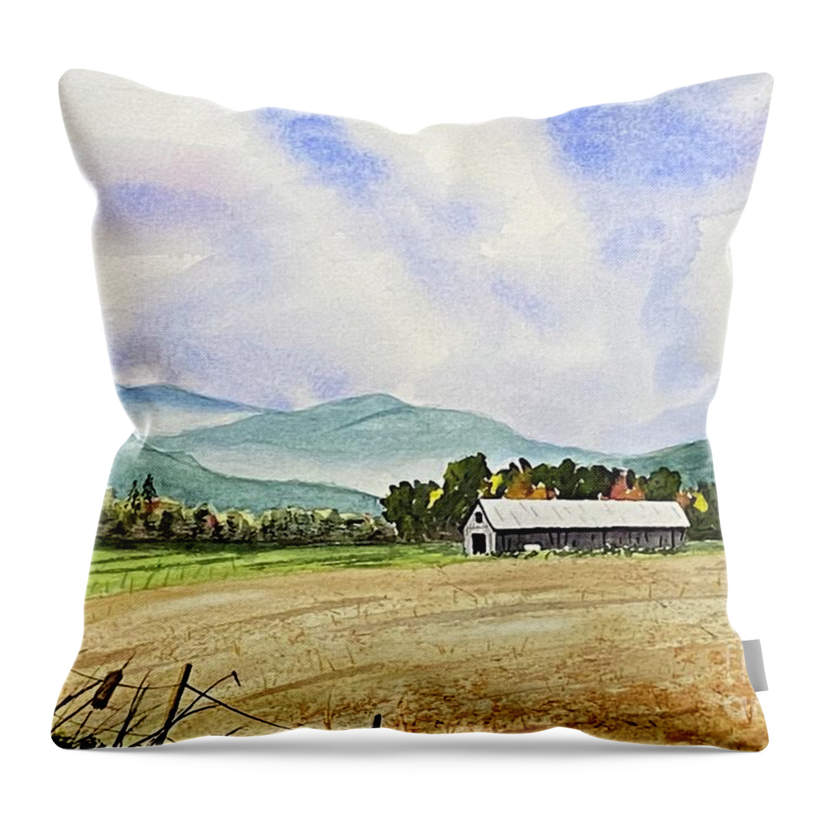 Barn Throw Pillow featuring the painting Foothills Barn by Joseph Burger