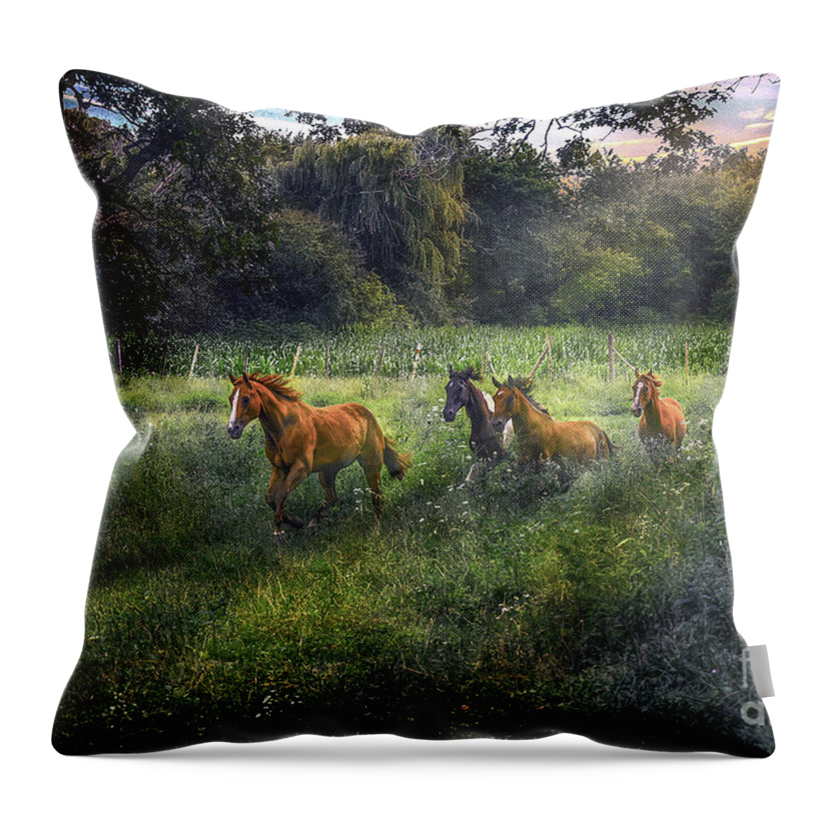 Horse Throw Pillow featuring the photograph For Horses by Sandra Rust