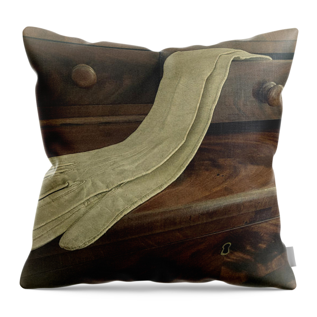 Gloves Throw Pillow featuring the photograph For the Lady by M Kathleen Warren