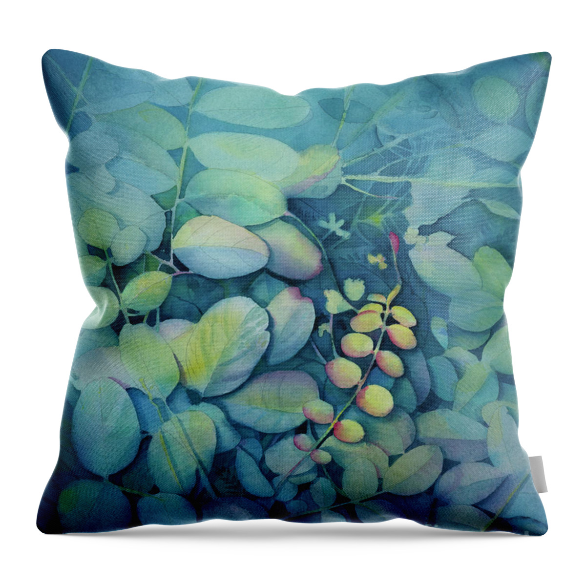 #originalfineart #watercolorpainting #watercolor #watercolorflow Throw Pillow featuring the painting Forest Flora by Lois Blasberg