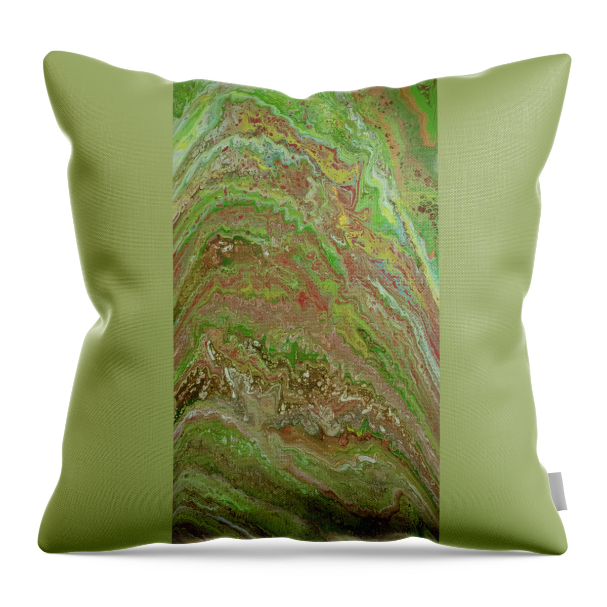 Green Throw Pillow featuring the mixed media Forest Pour by Aimee Bruno