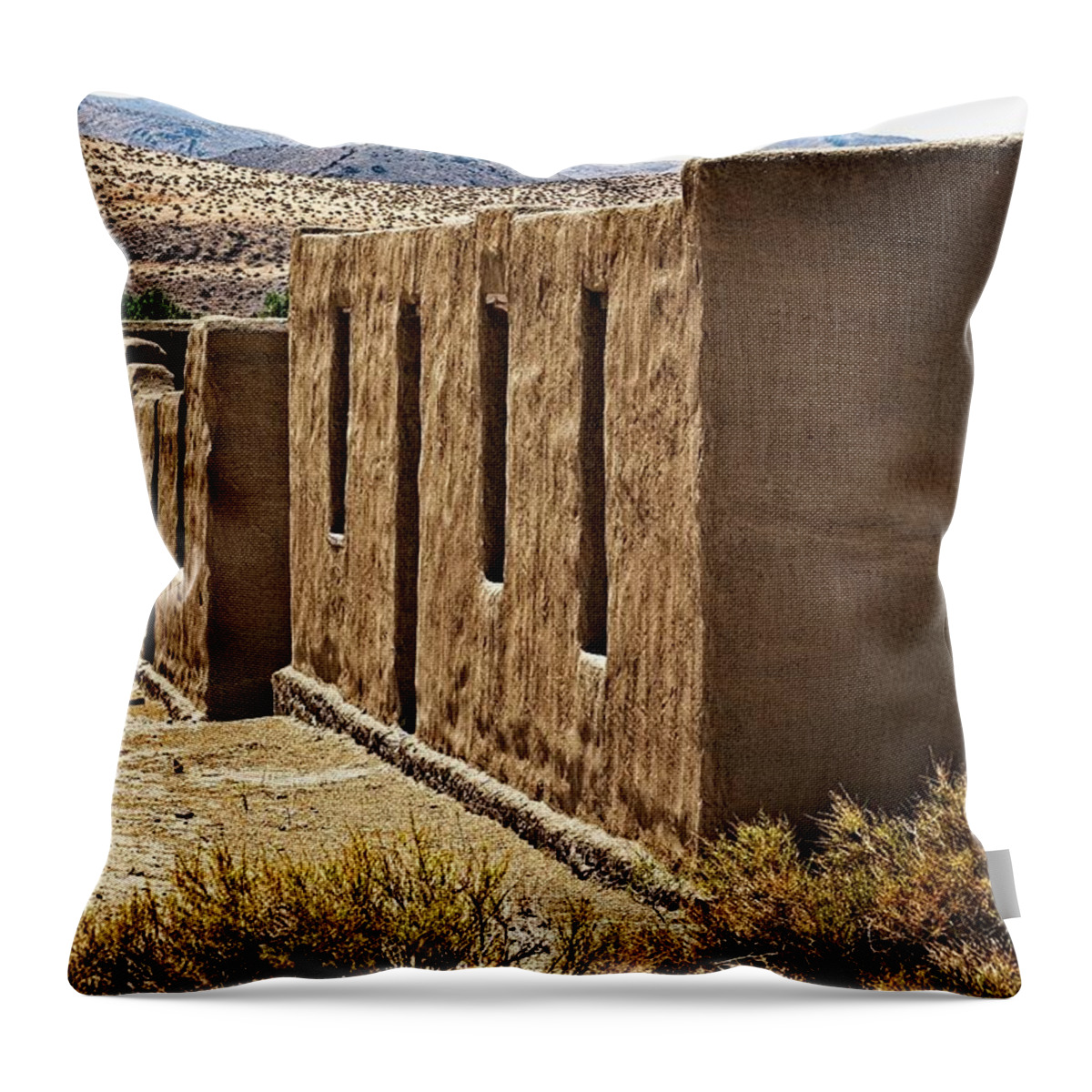 Abandoned Throw Pillow featuring the photograph Fort Churchill Buildings by David Desautel