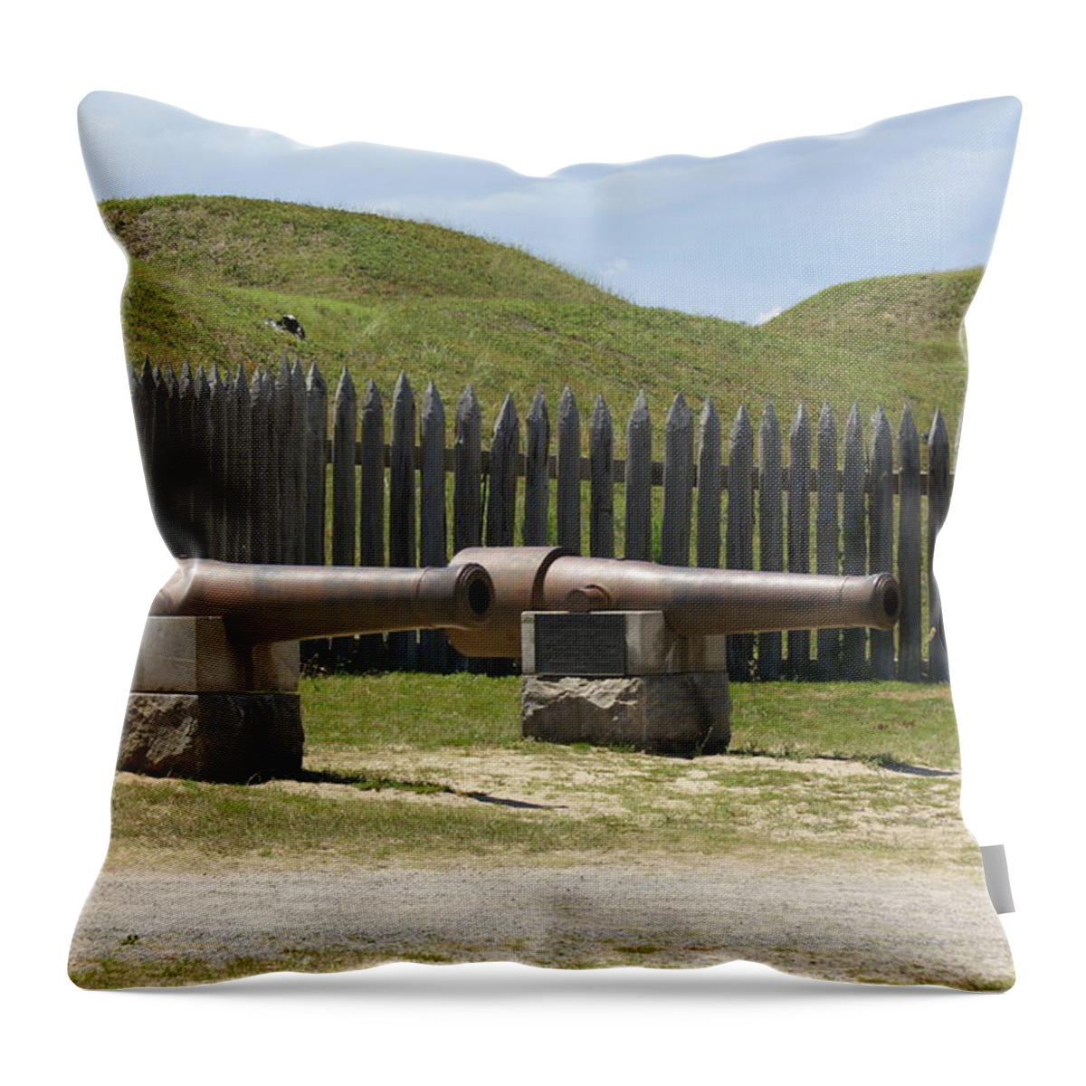  Throw Pillow featuring the photograph Fort Fisher Cannons by Heather E Harman