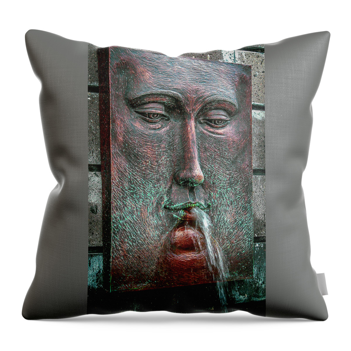Face Throw Pillow featuring the photograph Fountain - Cancun by Frank Mari