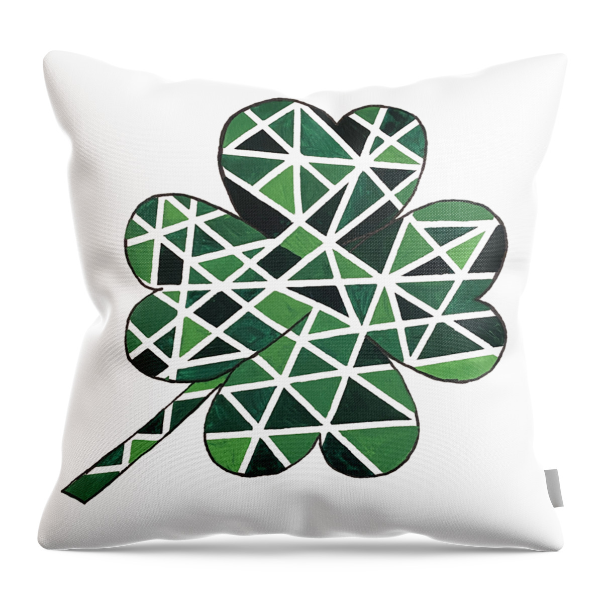 Four Leaf Clover Throw Pillow featuring the mixed media Four Leaf Clover by Lisa Neuman