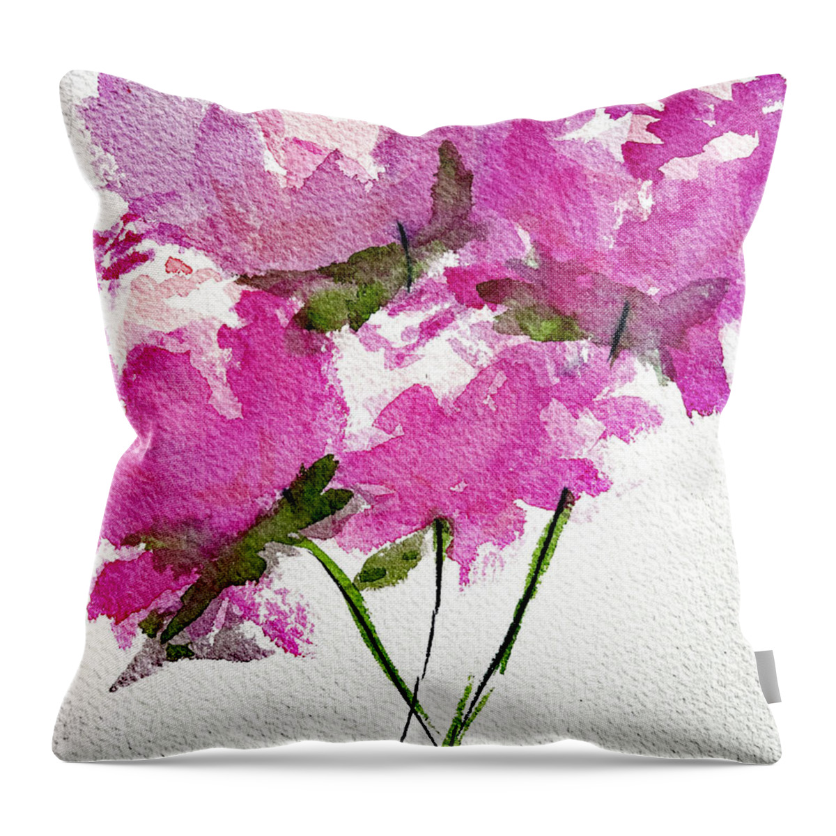 Peonies Throw Pillow featuring the painting Four Peonies Blooming by Roxy Rich