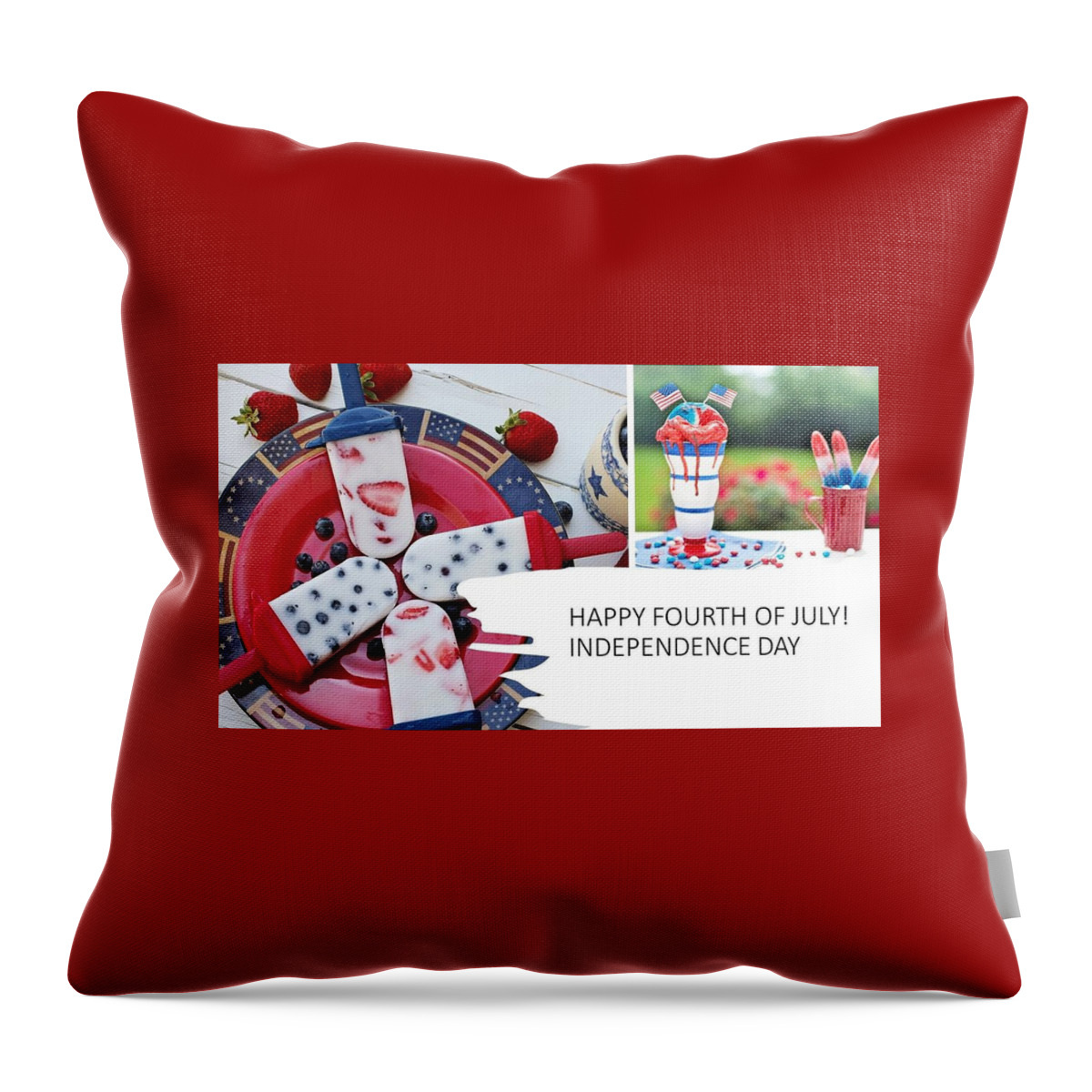4th Of July Throw Pillow featuring the mixed media Fourth of July Picnic by Nancy Ayanna Wyatt