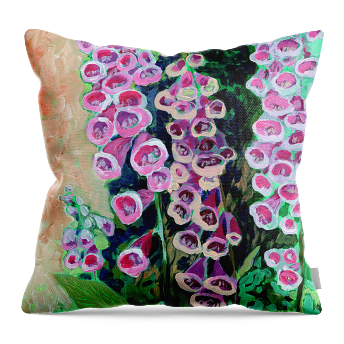 Plein Air Throw Pillow featuring the painting Fox Gloves by Jennifer Lommers