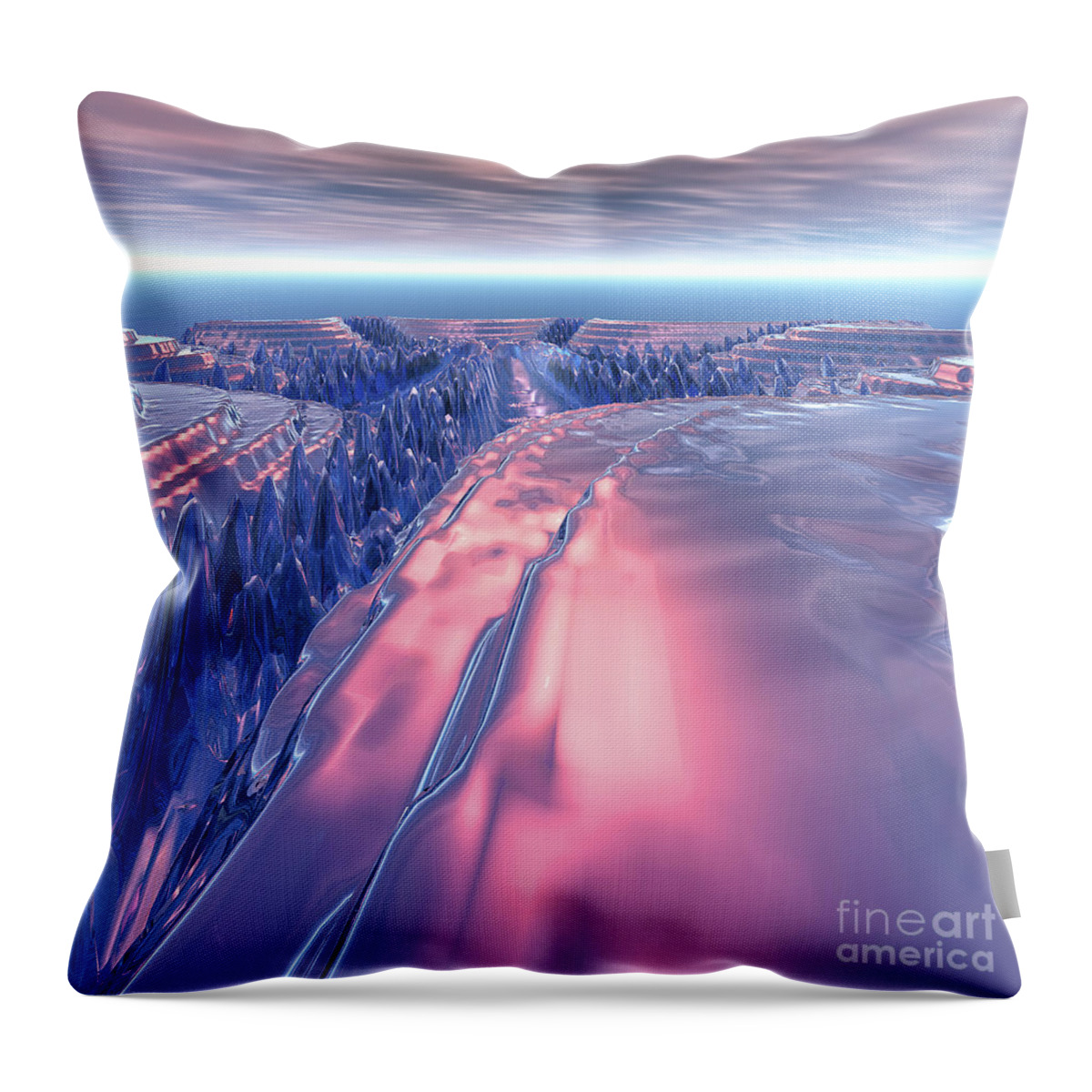 Glacier Throw Pillow featuring the digital art Fractal Glacier Landscape by Phil Perkins