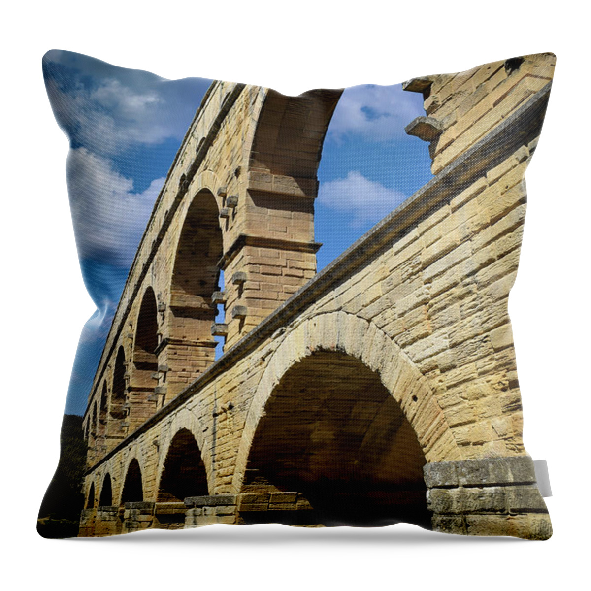 Pont Du Guard Throw Pillow featuring the photograph France Pont du Guard Photo 169 by Lucie Dumas