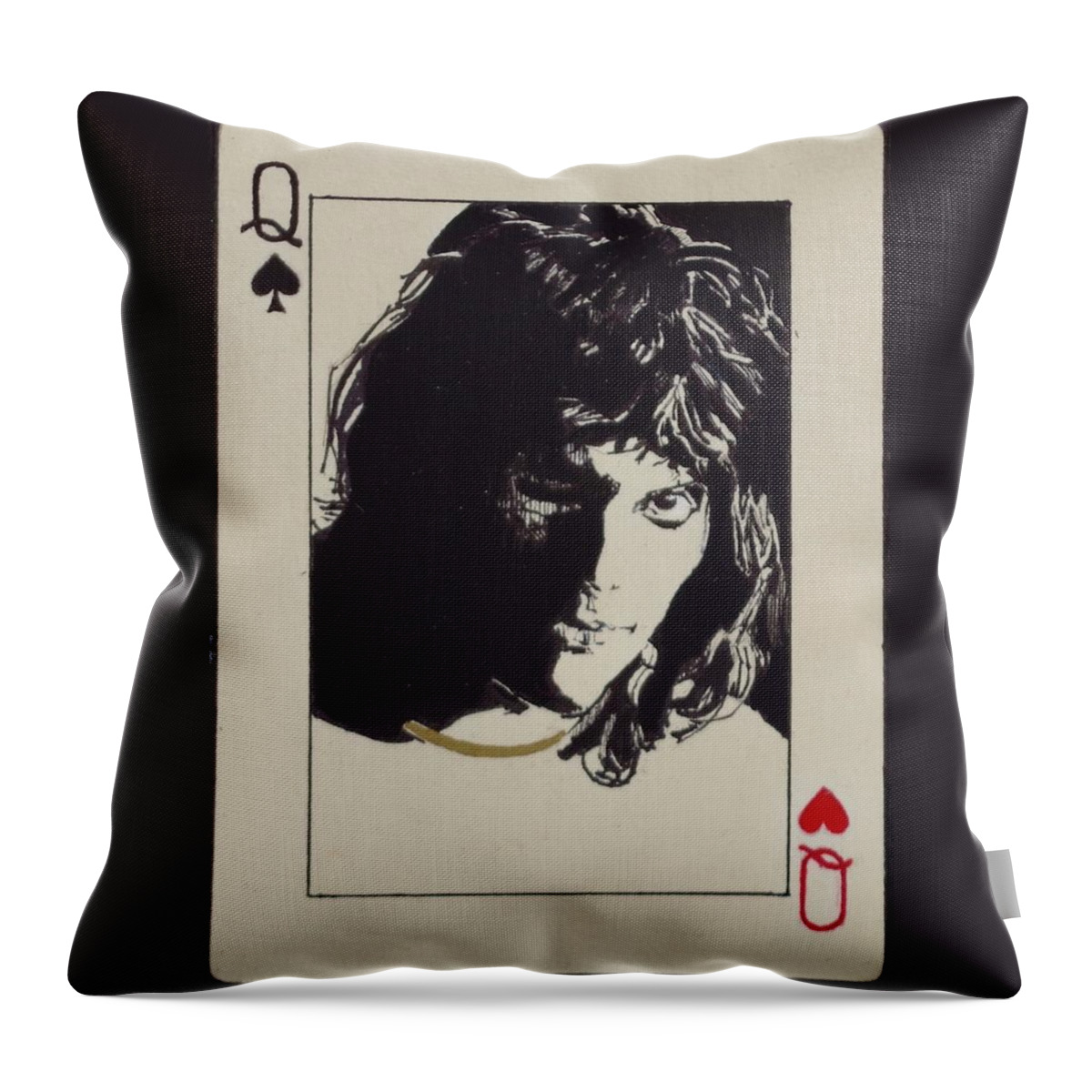 Queen Throw Pillow featuring the drawing Freddie Mercury - Queen Of Knaves - detail by Sean Connolly