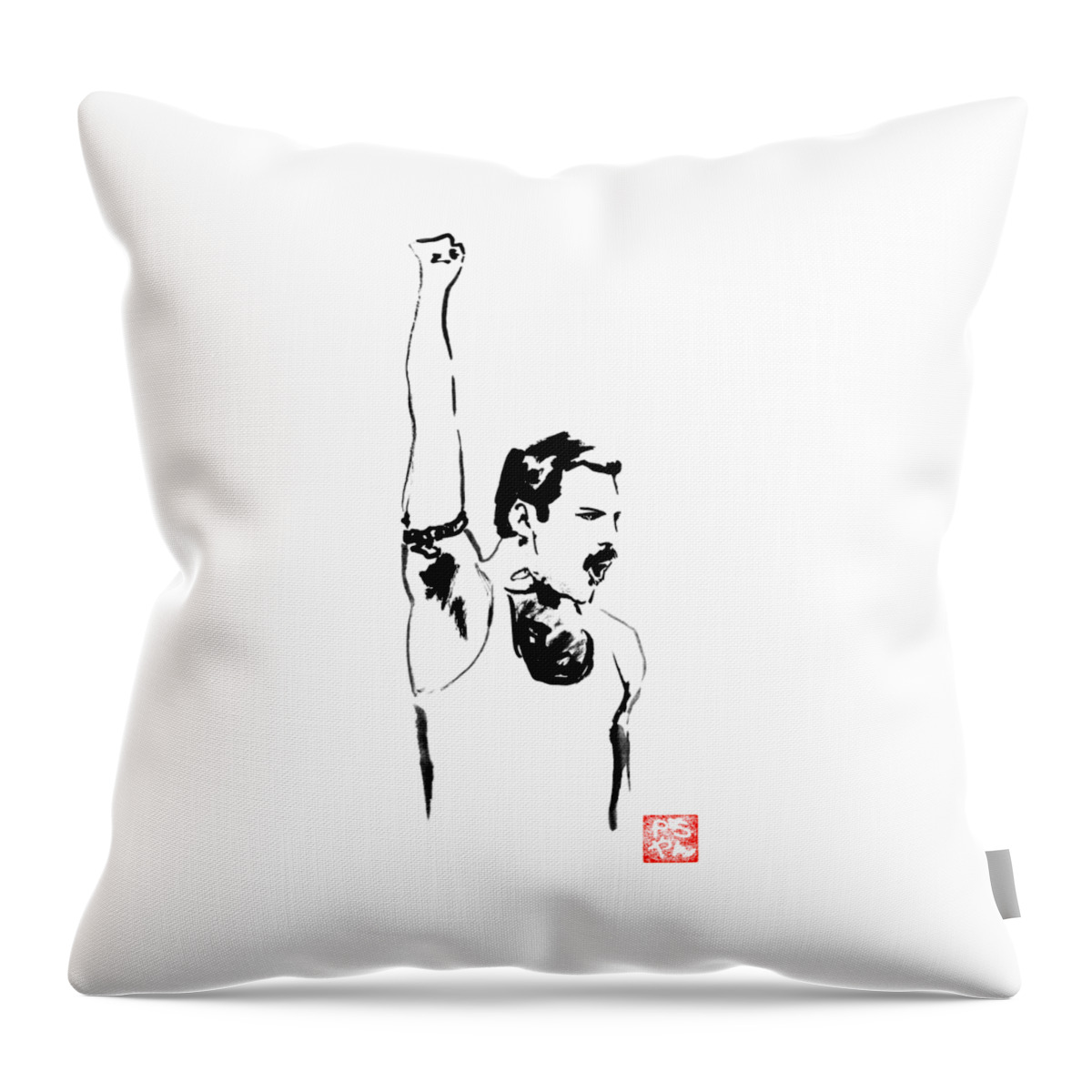 Freddy Mercury Throw Pillow featuring the painting Freddy 06 by Pechane Sumie
