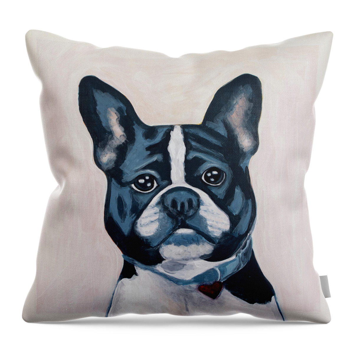 French Throw Pillow featuring the painting Frenchie by Pamela Schwartz