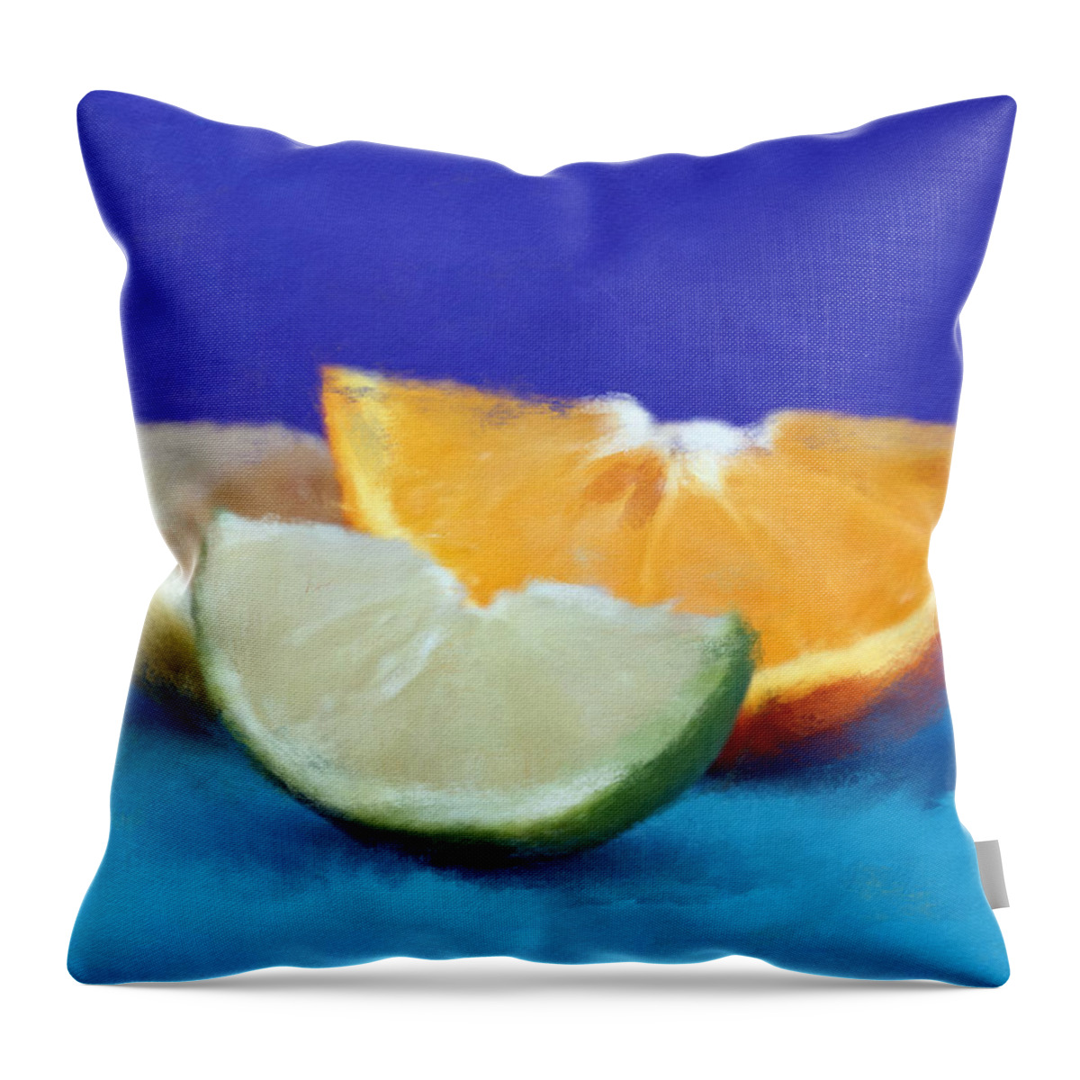 Fruit Throw Pillow featuring the painting Fresh Citrus- Colorful Art by Linda Woods by Linda Woods