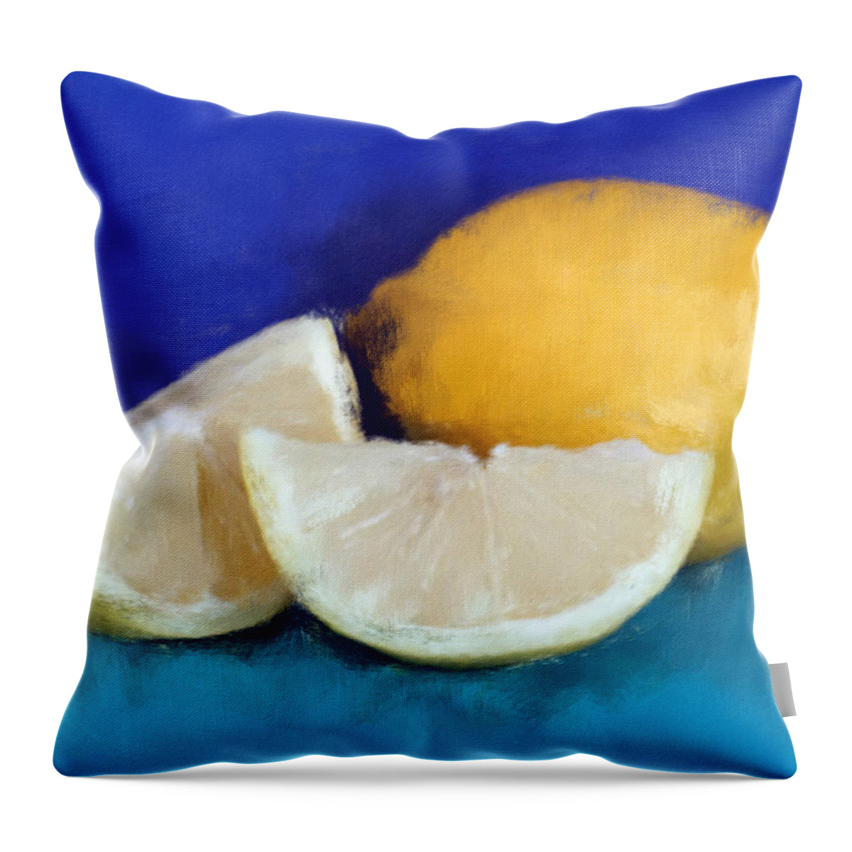 Fruit Throw Pillow featuring the painting Fresh Lemons- Colorful Art by Linda Woods by Linda Woods