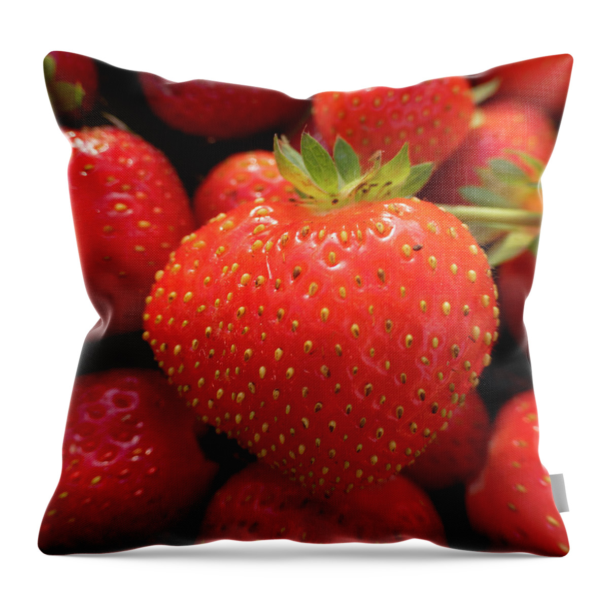 Strawberries Throw Pillow featuring the photograph Fresh Strawberries by Karen Rispin