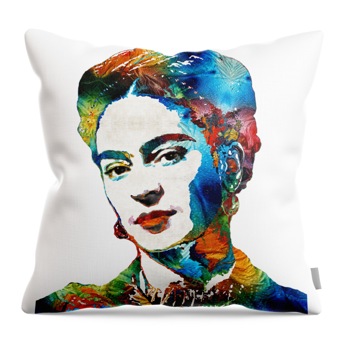 Frida Kahlo Throw Pillow featuring the painting Frida Kahlo Art - Viva La Frida - By Sharon Cummings by Sharon Cummings