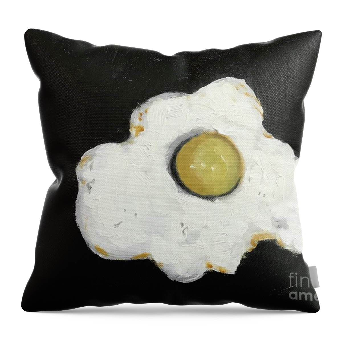 Original Art Work Throw Pillow featuring the painting Fried Egg by Theresa Honeycheck