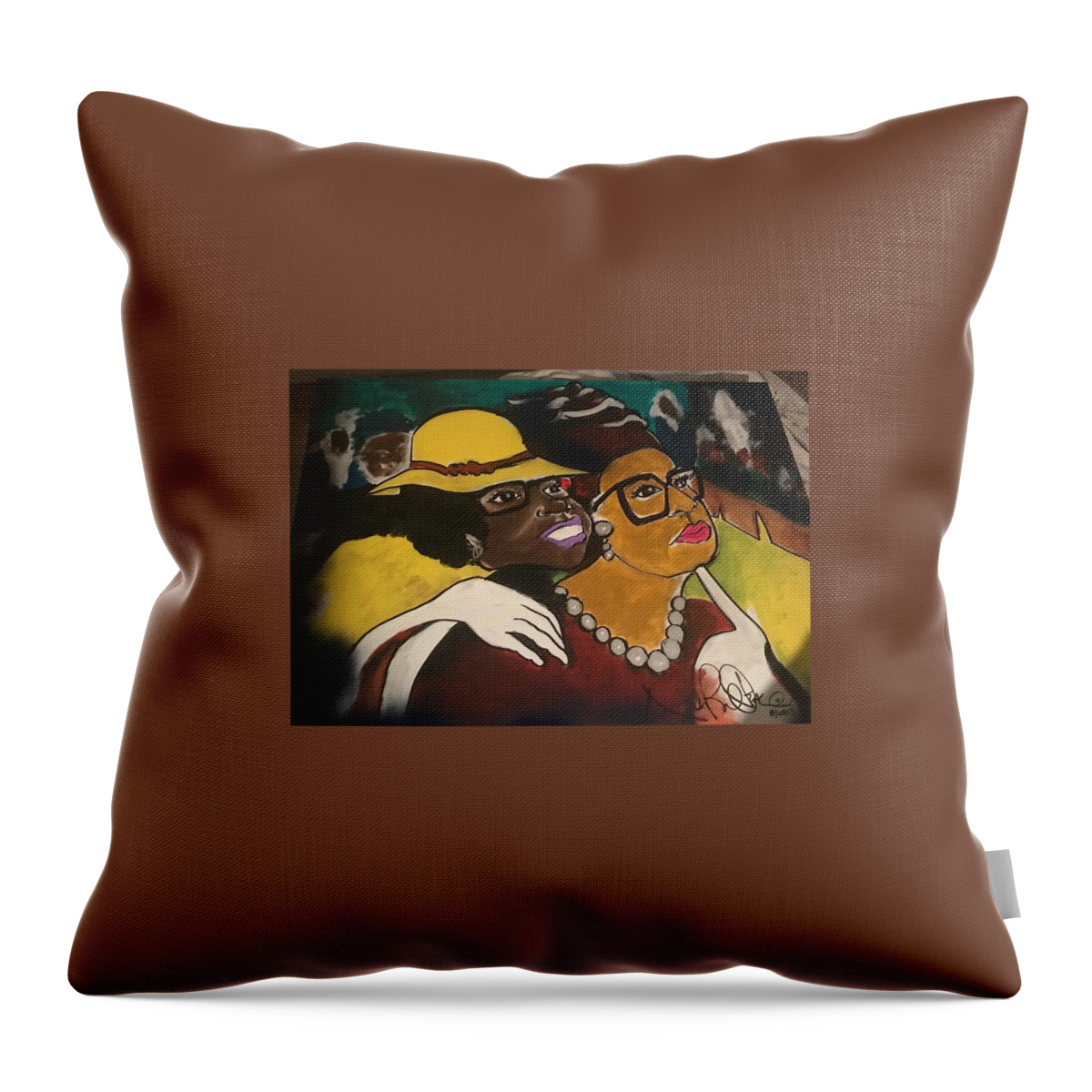  Throw Pillow featuring the painting Friends by Angie ONeal