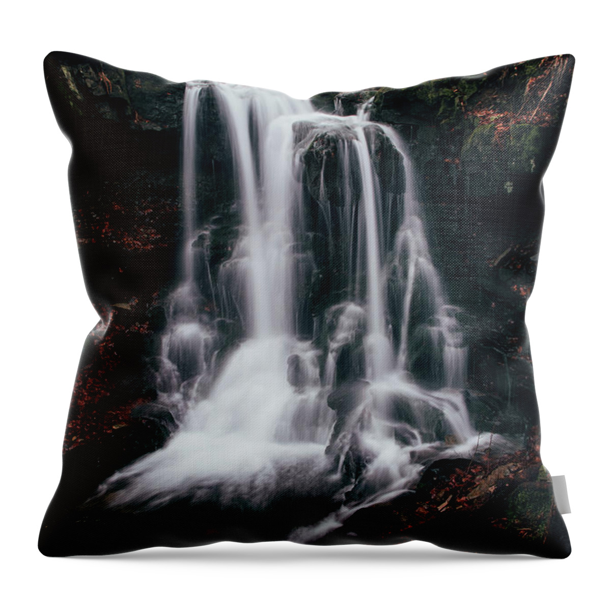 Splash Throw Pillow featuring the photograph Frosty waterfall Tosanovsky in Czech republic by Vaclav Sonnek