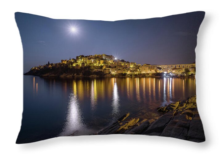 Kavala Throw Pillow featuring the photograph Full Moon Magic III by Elias Pentikis