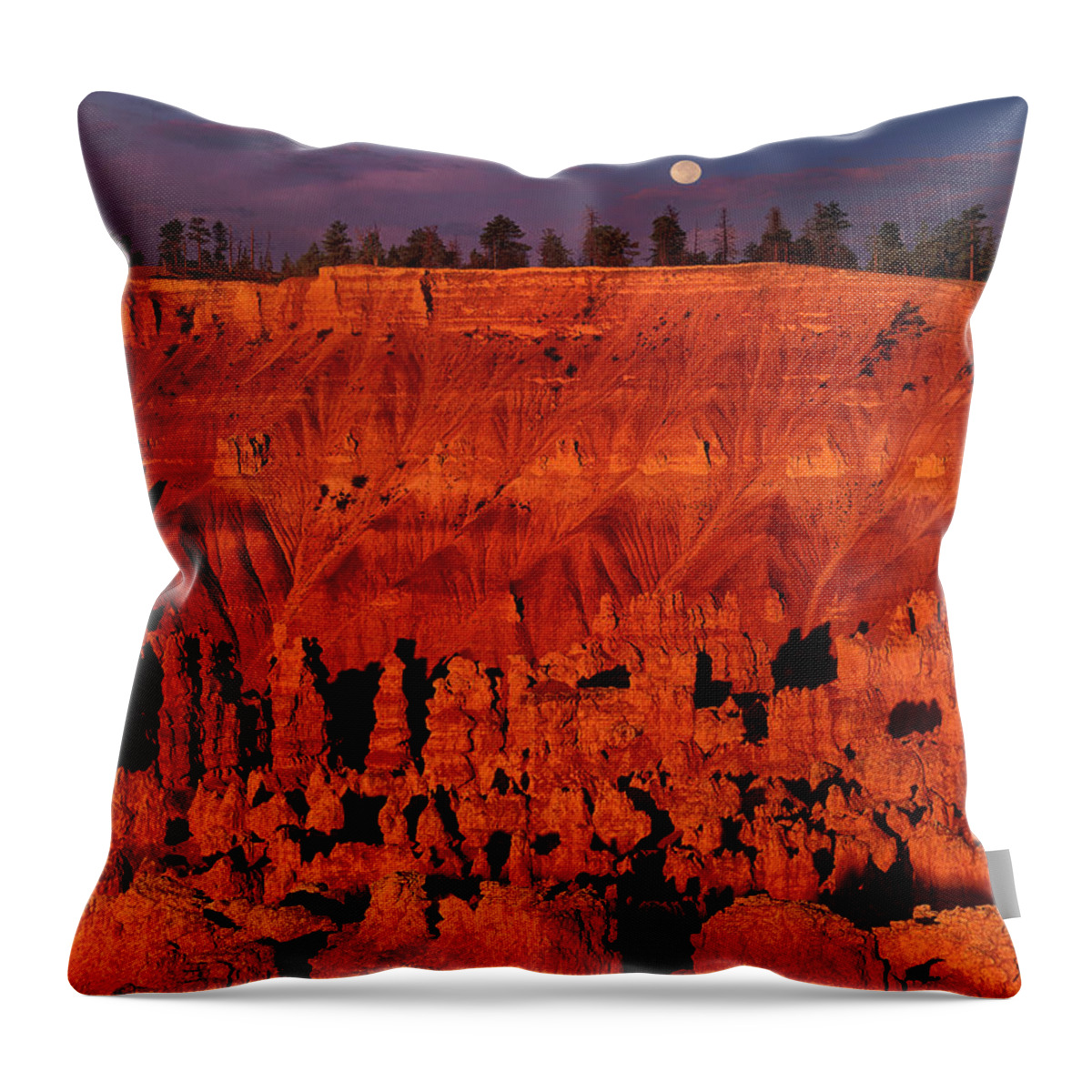 Dave Welling Throw Pillow featuring the photograph Full Moon Silent City Bryce Canyon National Park Utah by Dave Welling