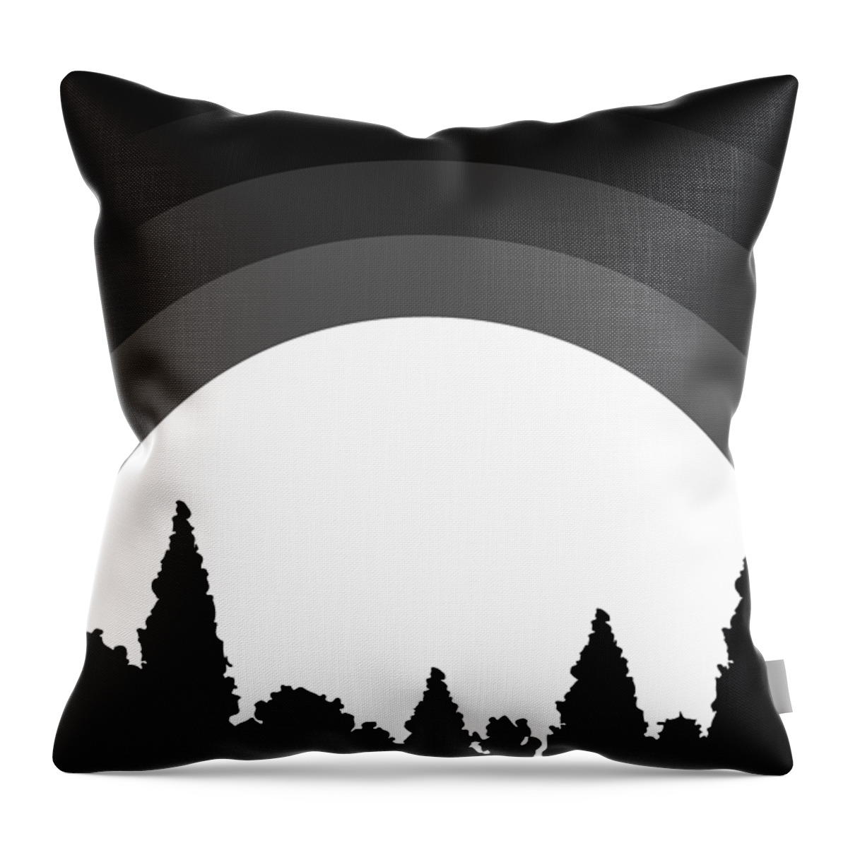 Glow Throw Pillow featuring the digital art Full Moon Trees Silhouette by Pelo Blanco Photo