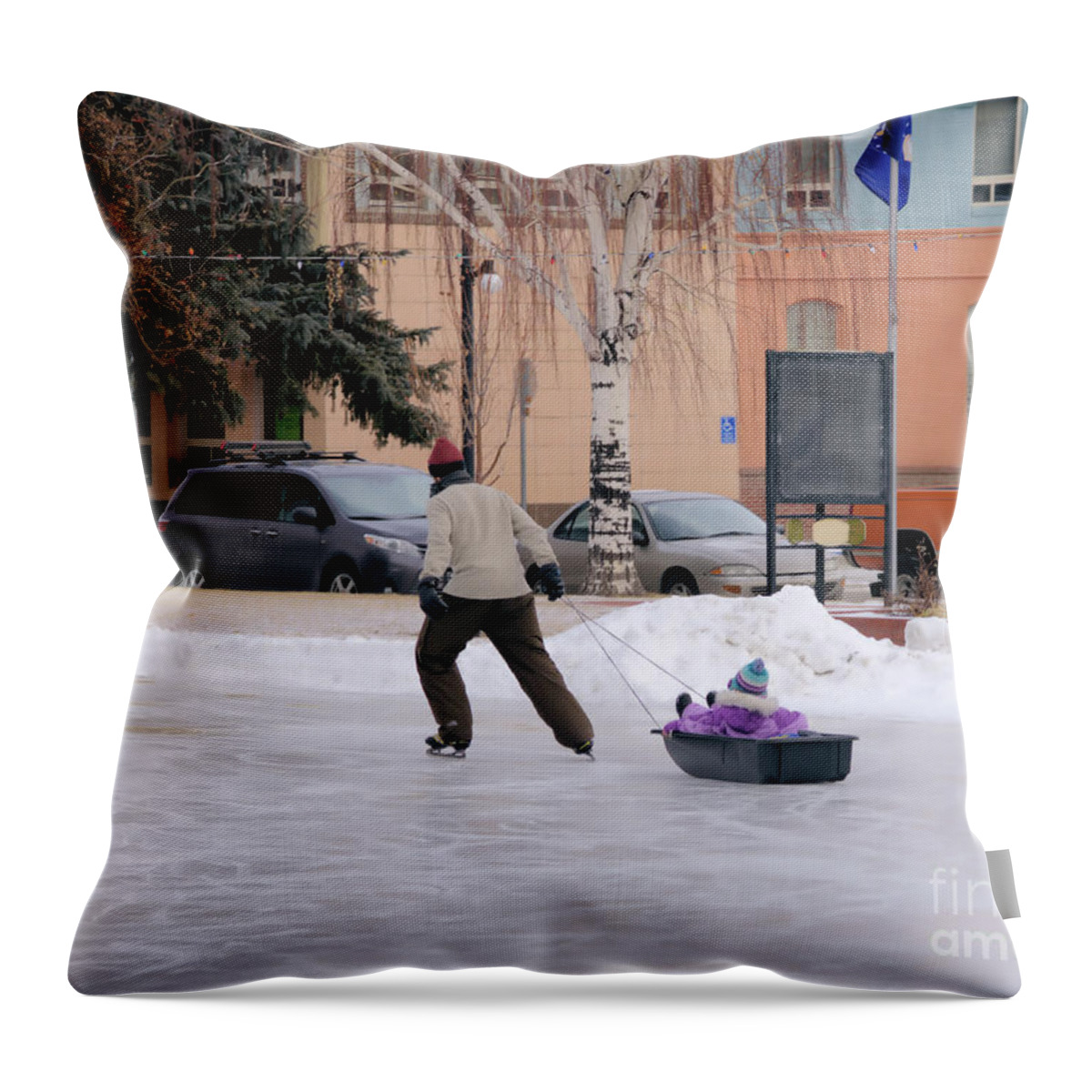 Wintertime Throw Pillow featuring the photograph Fun for Baby by Kae Cheatham