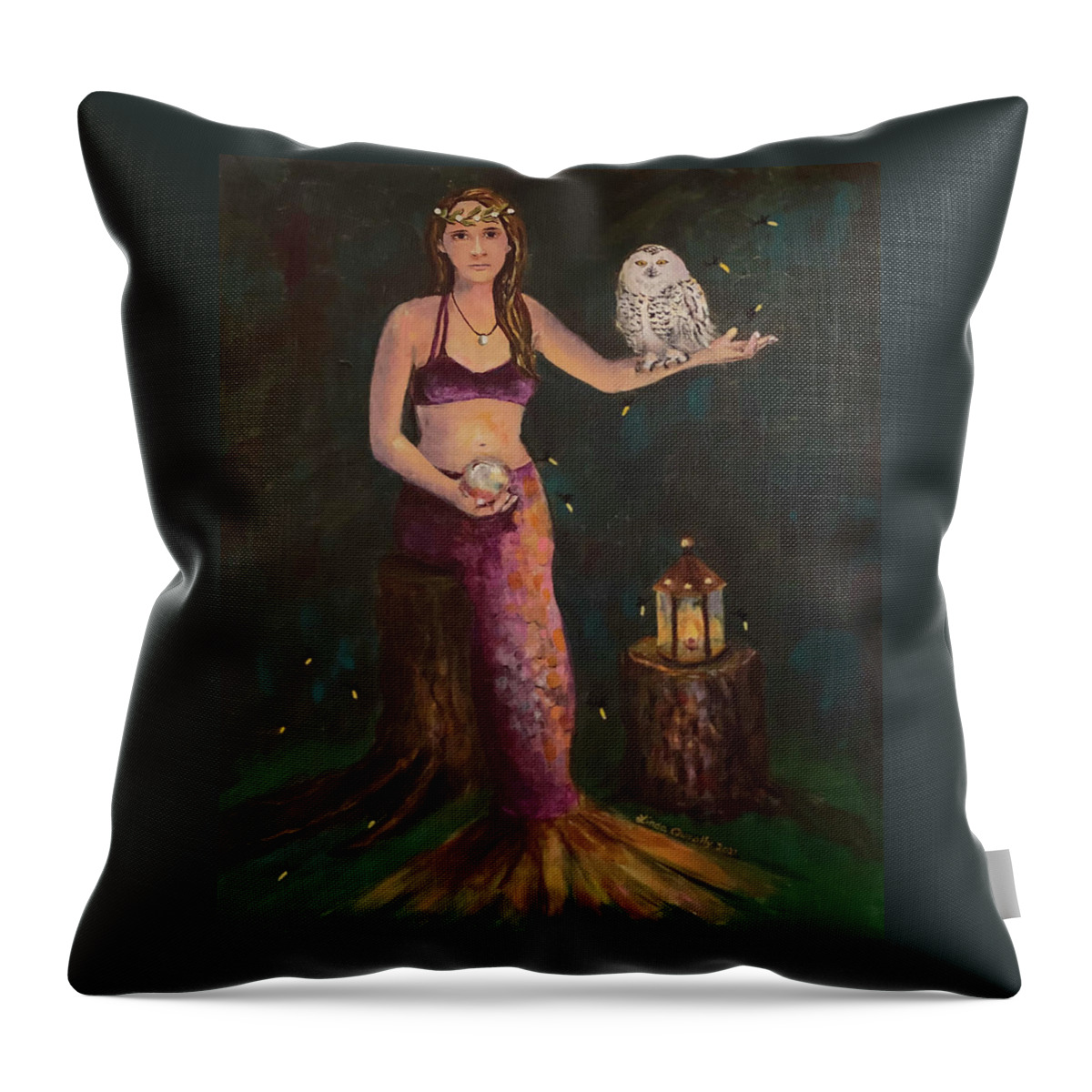 Gaia Throw Pillow featuring the mixed media Gaia by Linda Queally by Linda Queally