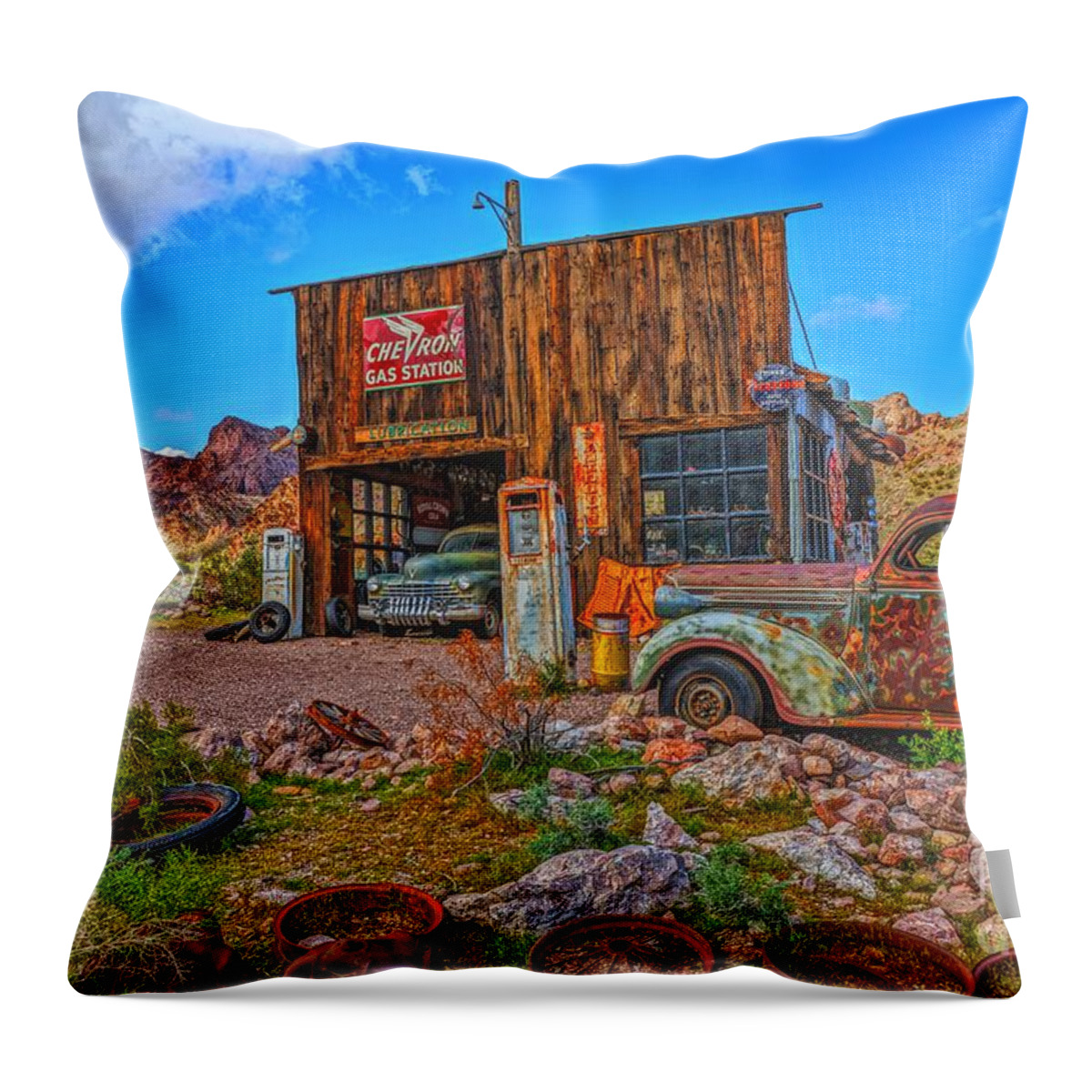  Throw Pillow featuring the photograph Garage Days by Rodney Lee Williams