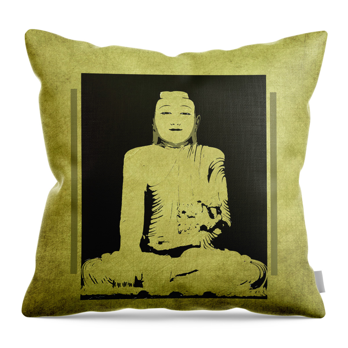 Gautama Buddha Throw Pillow featuring the mixed media Gautama Buddha by Kandy Hurley