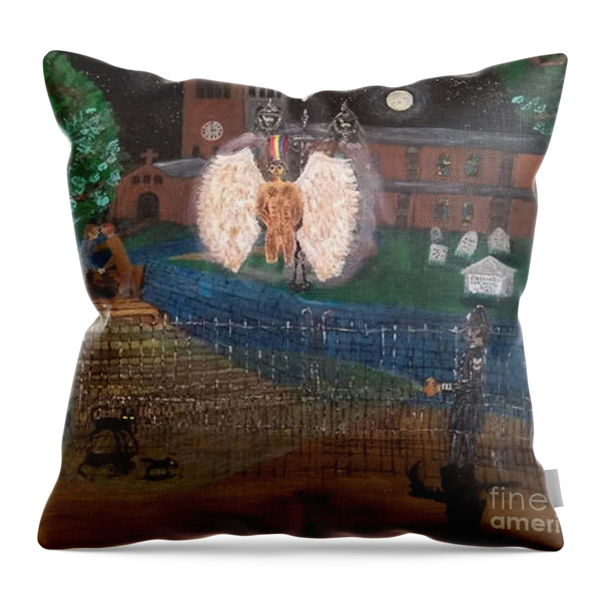Lgbtq Throw Pillow featuring the painting Gay Angel 1880 by David Westwood