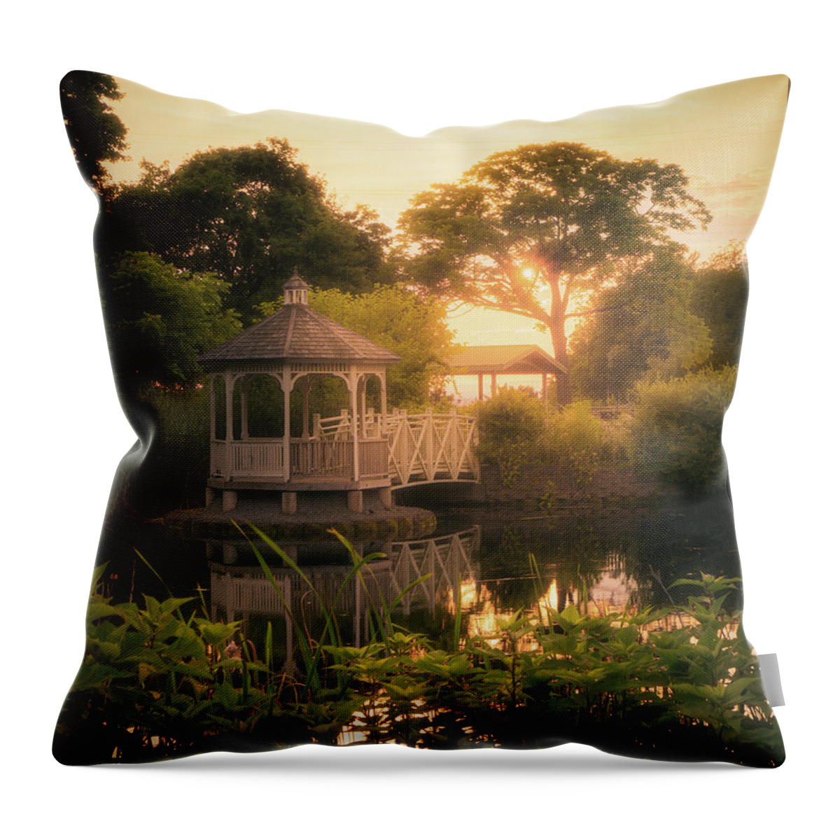 Franko Throw Pillow featuring the photograph Gazebo Sunset Natural Surroundings by Jason Fink