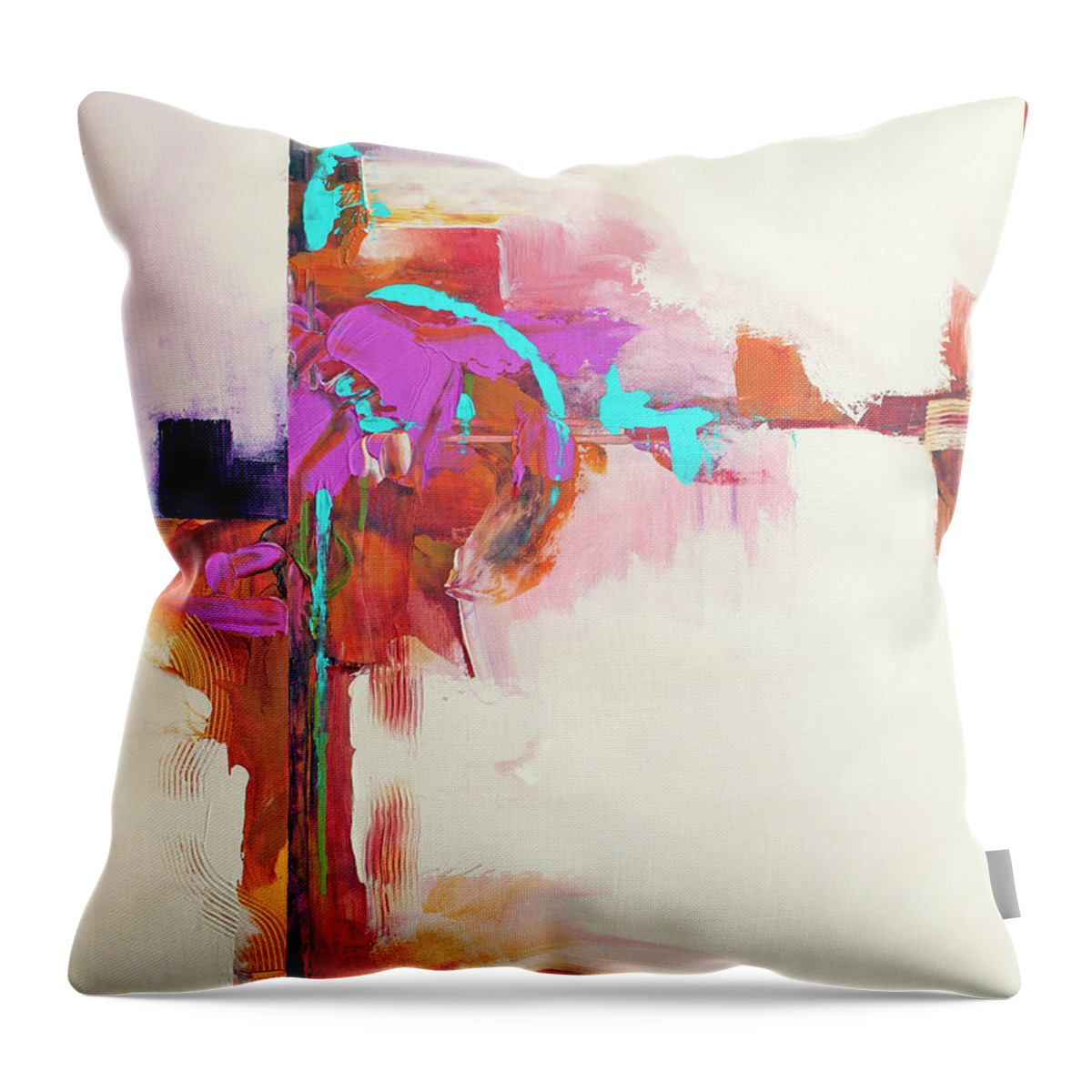 Abstract Landscape Throw Pillow featuring the painting GC BoomTown by Robin Valenzuela