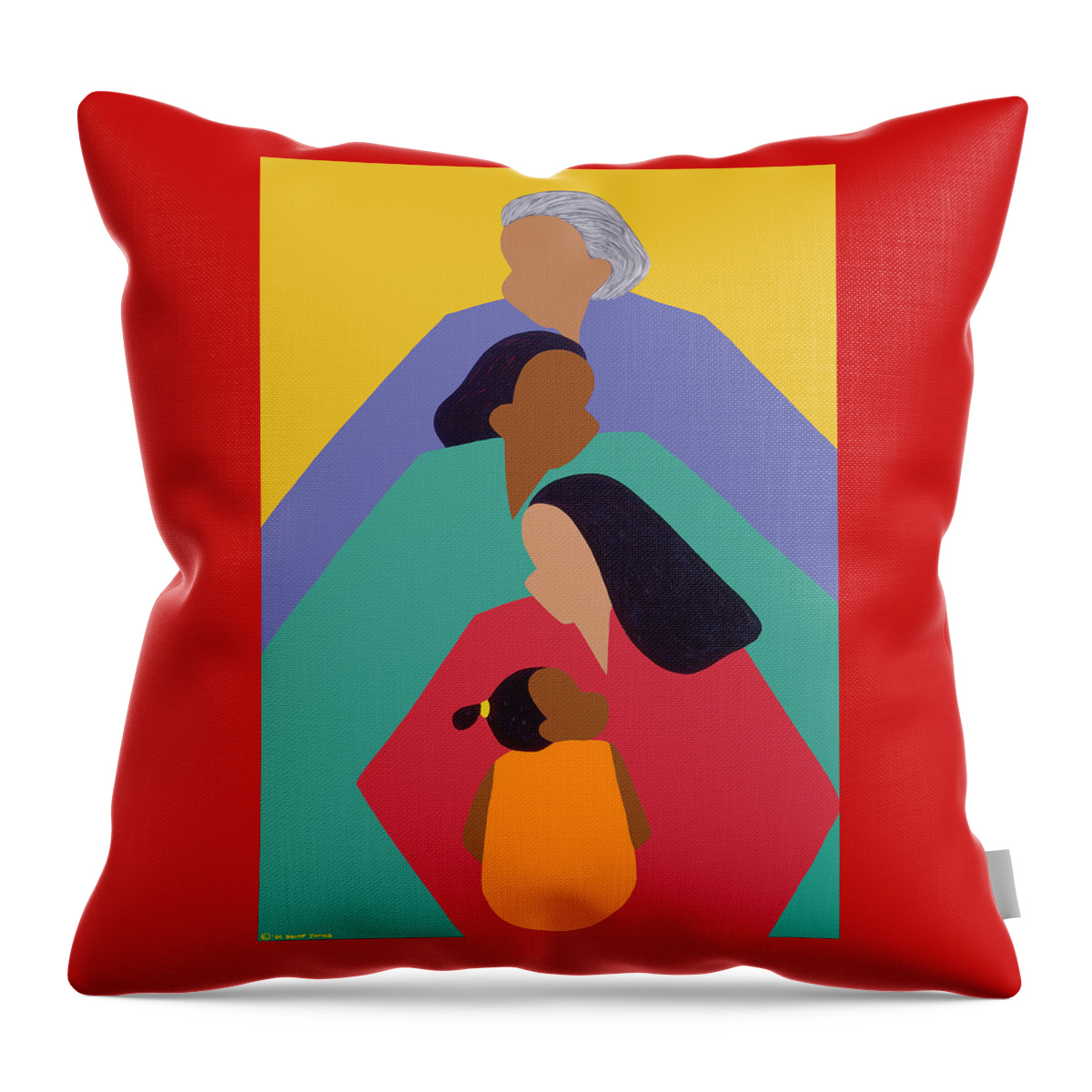 Four Generations Throw Pillow featuring the painting Generations by Synthia SAINT JAMES