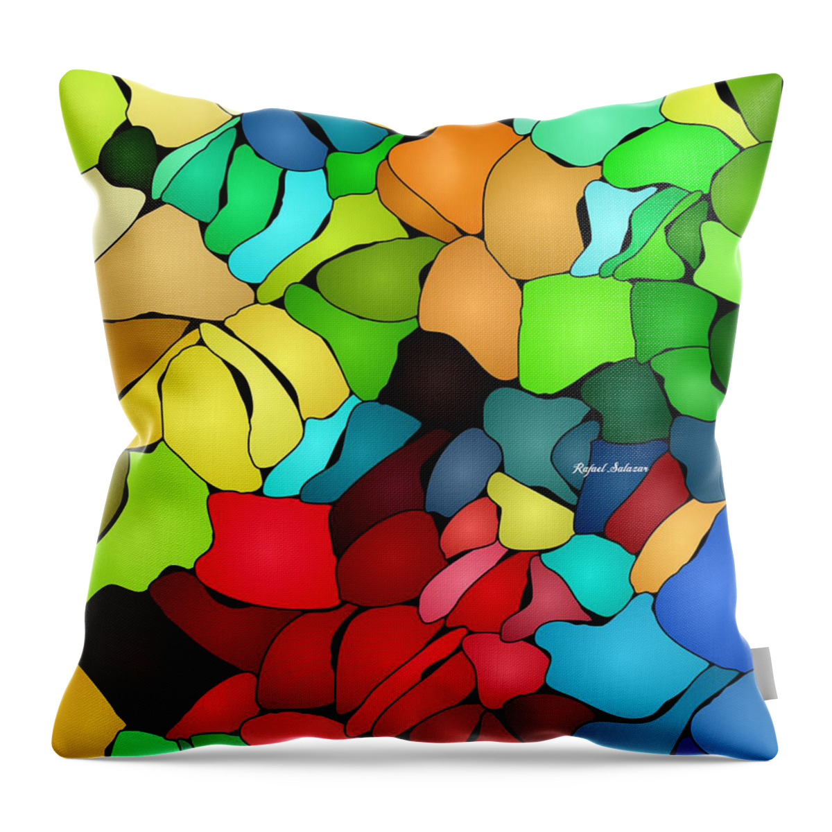 Abstract Throw Pillow featuring the painting Generous Spirit by Rafael Salazar
