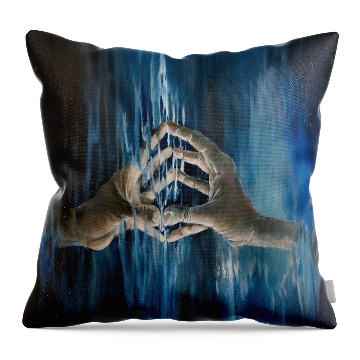 Genesis Throw Pillow featuring the painting Genesis, Second Day by Merana Cadorette
