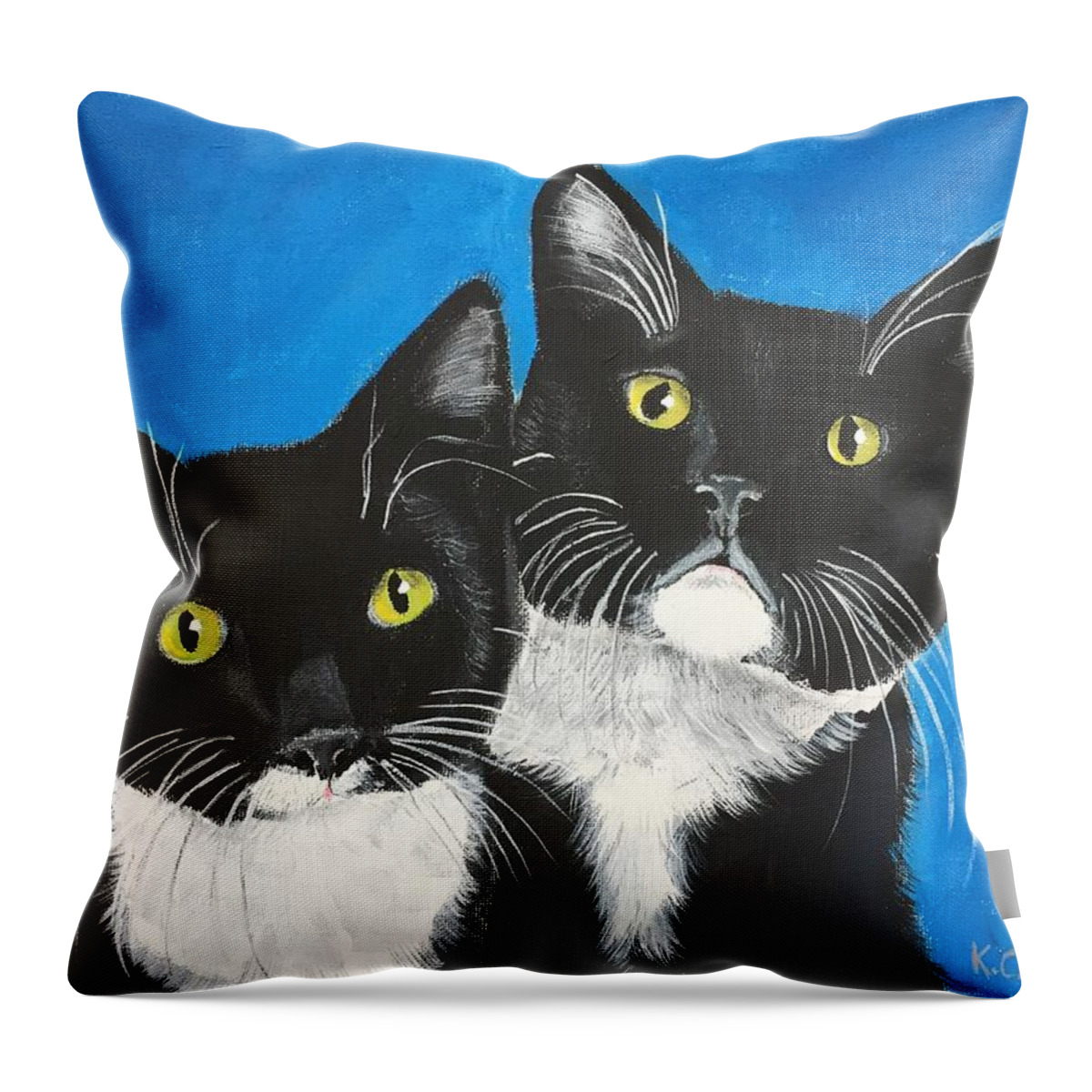 Pets Throw Pillow featuring the painting George and Grayson by Kathie Camara