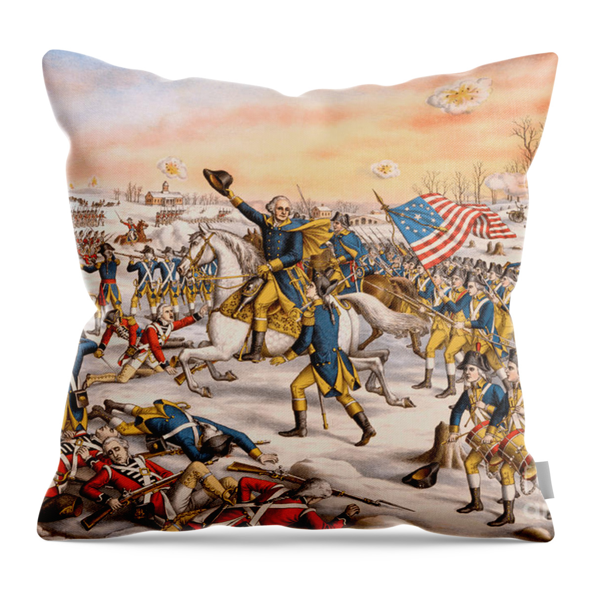 George Throw Pillow featuring the photograph George Washington And The American Revolution by Action