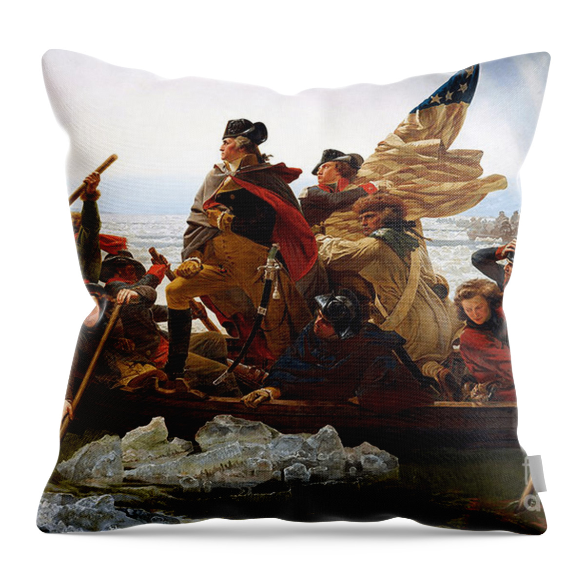 George Throw Pillow featuring the photograph George Washington Crossing The Delaware by Action