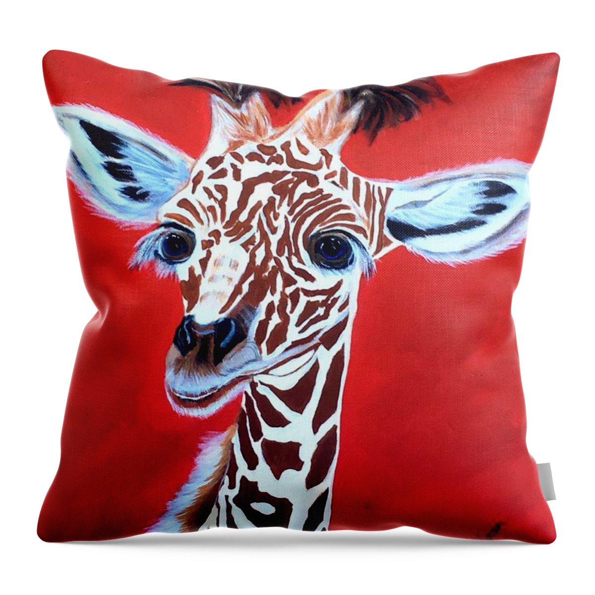  Throw Pillow featuring the painting Gerry the Giraffe by Bill Manson